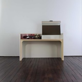 RAYMOND LOEWY DRESSER DF 2000 IN WHITE PLYWOOD AND SILVER ABS PLASTIC